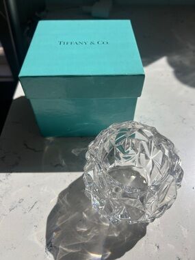 Tiffany & Co rock cut crystal votive holder